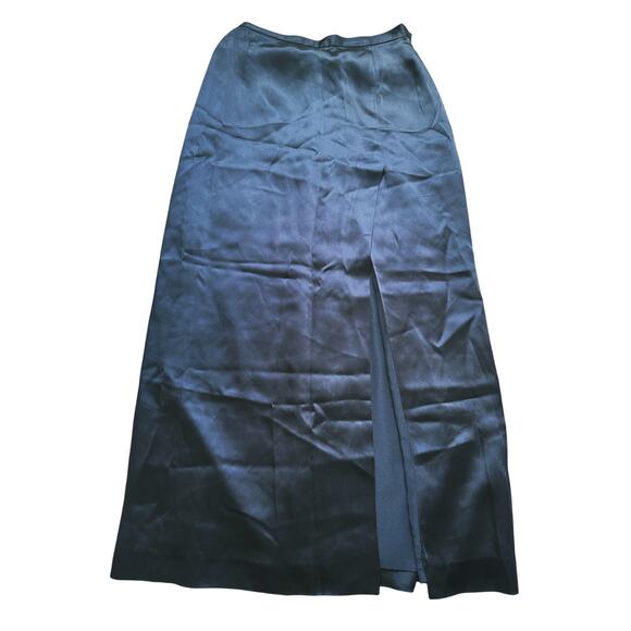 Vintage Giorgio Armani Silk Black Midi Skirt Side Slit XS Quiet Luxury Old Money - Picture 2 of 9